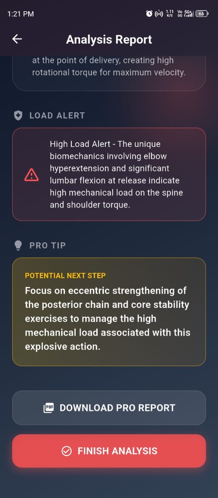 CrickTrackAI Pro Next Step & PDF Export Screen